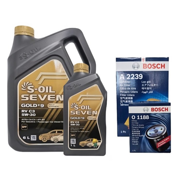 봉고3 디젤 엔진오일세트 세븐골드 RVC3 5W30 O1188-A2239