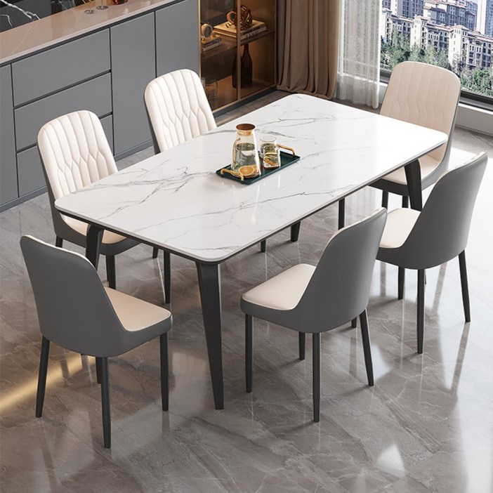 카렌시아 4인용 식탁 가정용 테이블 의자 세트 세라믹 모던 인테리어 거실 다이닝