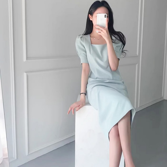 에스알비 스퀘어 넥 힙업 원피스