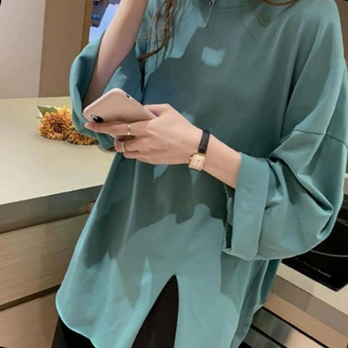 루즈핏 사이드슬릿 박시 반팔 오버사이즈 편안한 캐주얼 심플 무지 데일리룩