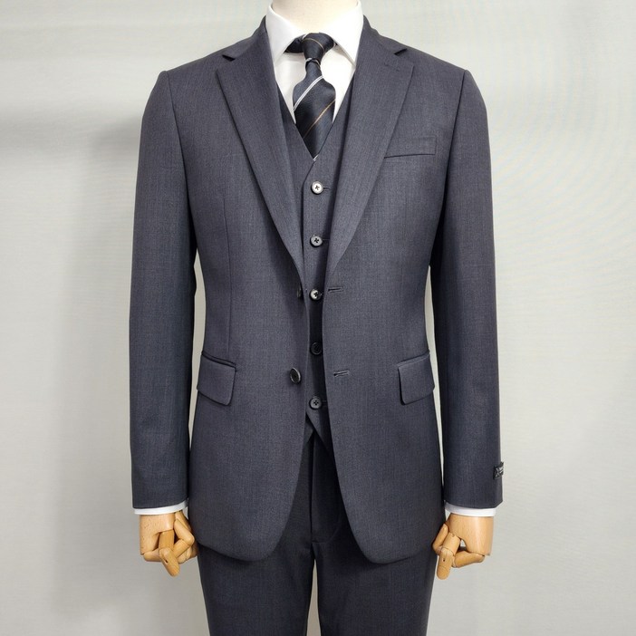 남자 파렌하이트 3피스 시그니처 스파이더 슬림핏 스판 싱글 수트 차콜그레이 FLJ11