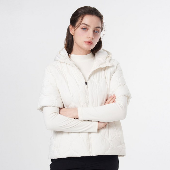 [투엘라] 여성 후드 반팔 경량 패딩 골프 자켓 점퍼 아우터