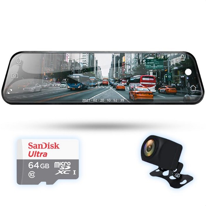icar 2채널 룸미러 블랙박스 스마트미러 25cm  64G 메모리