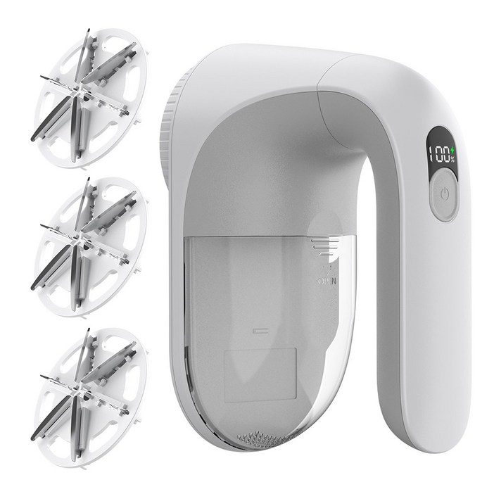 SmartGo 프리미엄 보풀제거기 휴대용 충전식 6중날 대용량 세탁소용 강력한 보풀제거기, 화이트