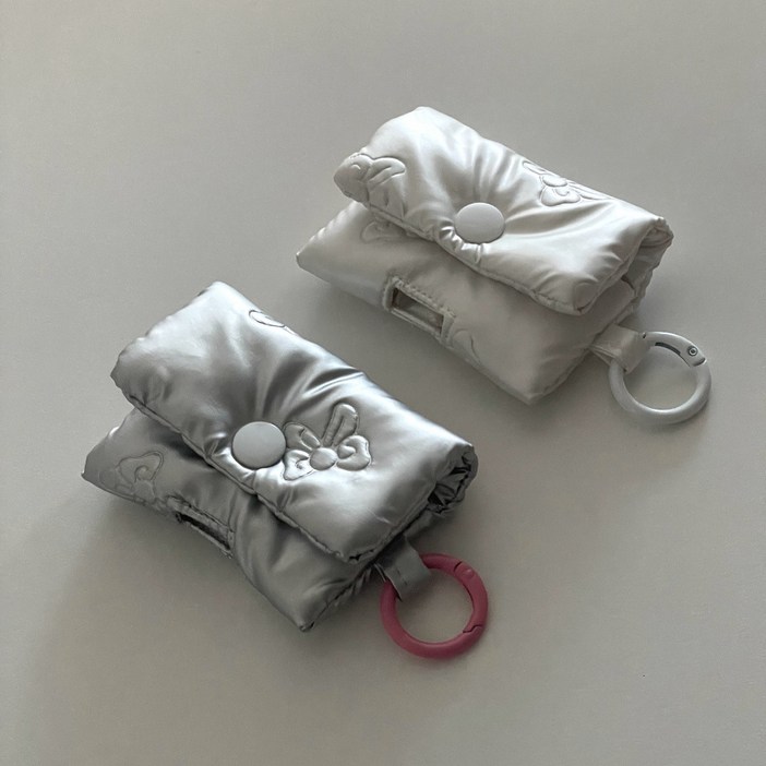 푸푸퐁 리본 풉백 파우치  배변봉투 6롤 세트, 1개, 1개입, 실버