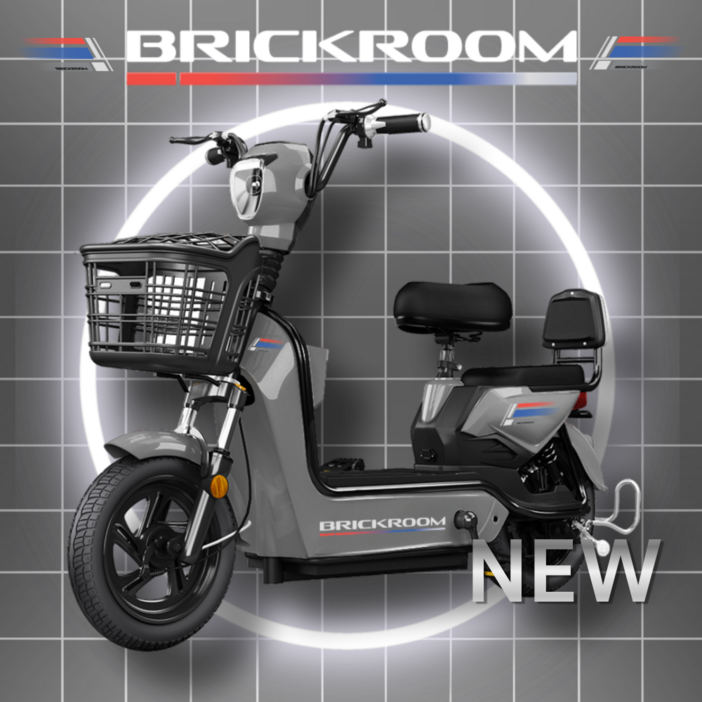 BRICKROOM 3세대 전기 자전거 자토바이 출퇴근 전동 스쿠터 2인용 바이크, 그레이