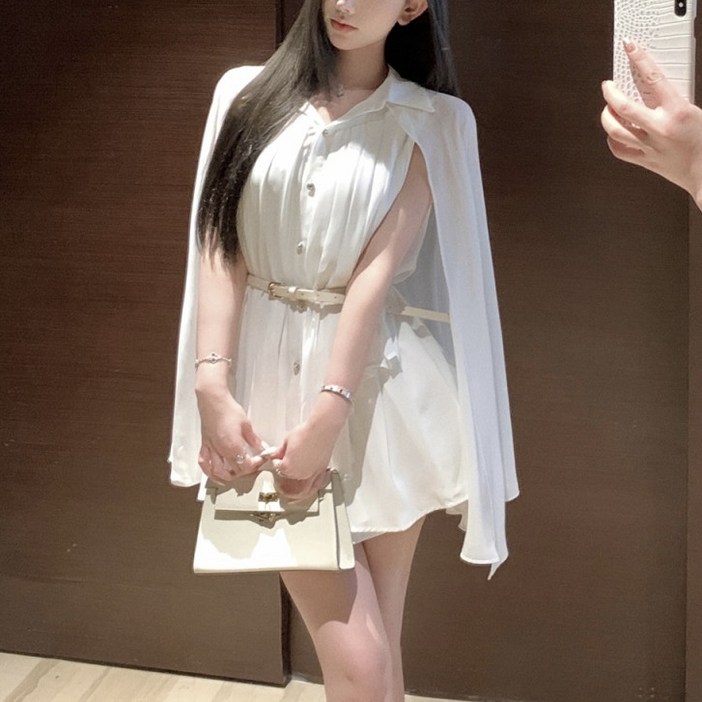 블랑 럭셔리 케이프 블라우스 벨트 set