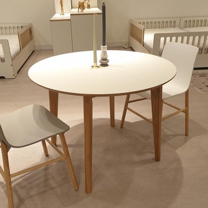 오크원형테이블 화이트식탁