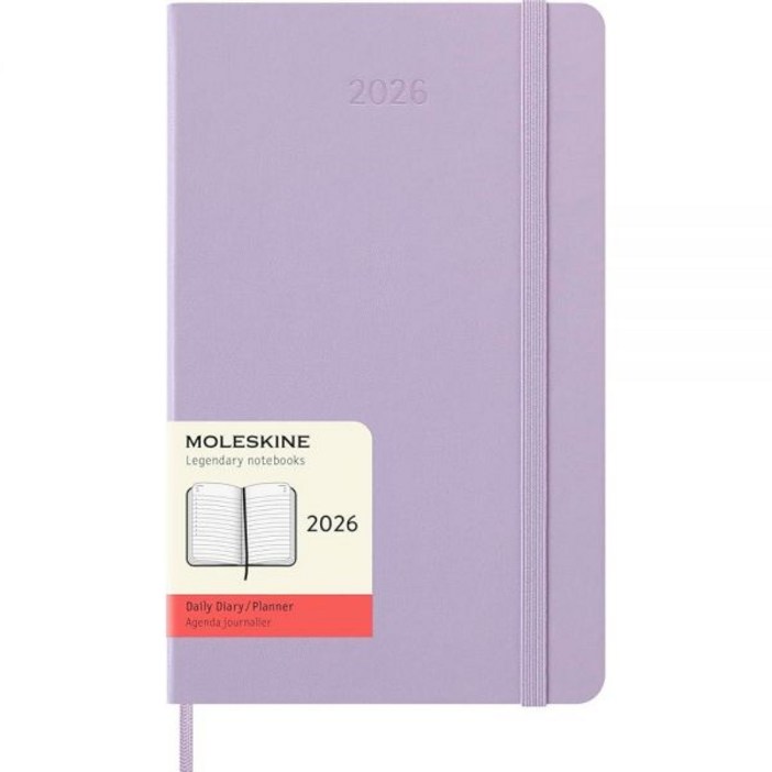 몰스킨 Moleskine 클래식 12개월 2026 데일리 플래너 하드 커버 라지12.7cm x 21cm5인치 8.25인치 파스텔 라일락 400페이지