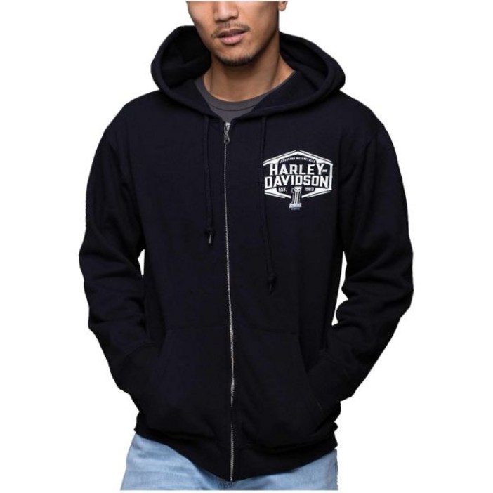 할리데이비슨 남성 메탈 Heavy 1 스컬 집업 후드 맨투맨  블랙