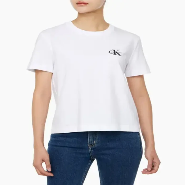 캘빈클라인진 47AB801 여성 레귤러핏 스몰 모노그램 로고 반팔 티셔츠 760203