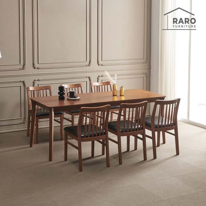 라로퍼니처 레이브 1900 고무나무 원목 6인 식탁 세트, 상세 설명 참조