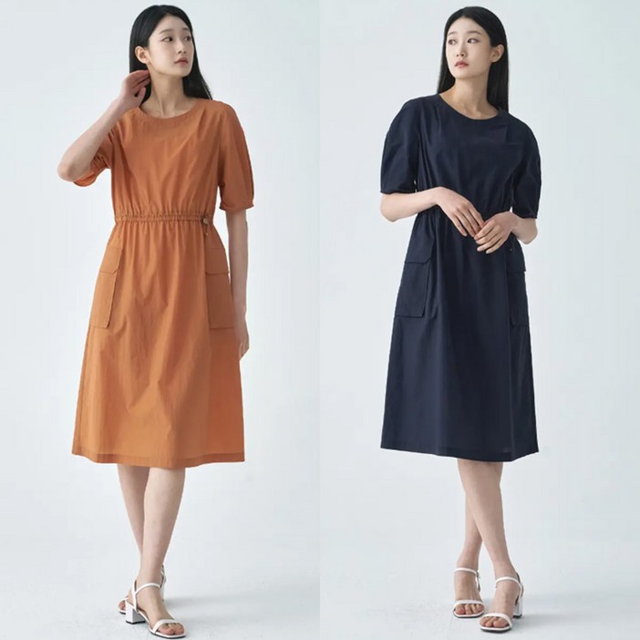 지센 달성점 봄가을 이월상품 정품 여성 스트링 포켓 라운드 원피스 LCOPO821