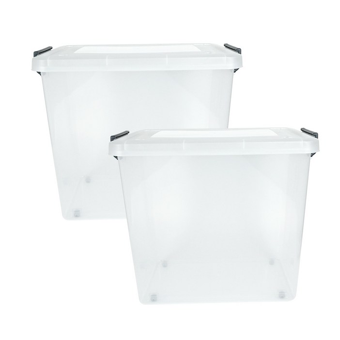 스페이스에디터 투명베이직 리빙박스, 다크블루, 2개