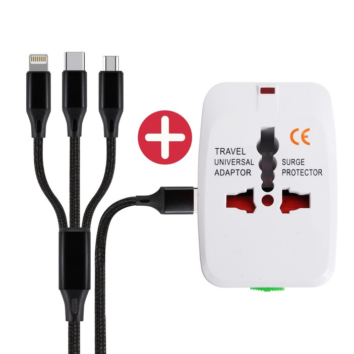 해외 여행용아답터+3in1 멀티충전케이블 USB포트 여행용멀티탭, 5개