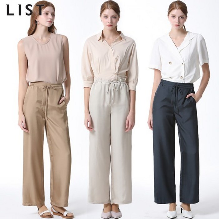 리스트 [리스트(LIST)] 스트링 와이드 팬츠
