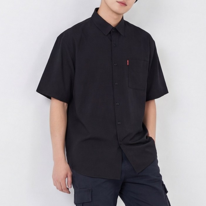 루크 남성 여름 베이직 반팔 셔츠 남자 티셔츠 남방 구김 없는 오버핏 반팔티