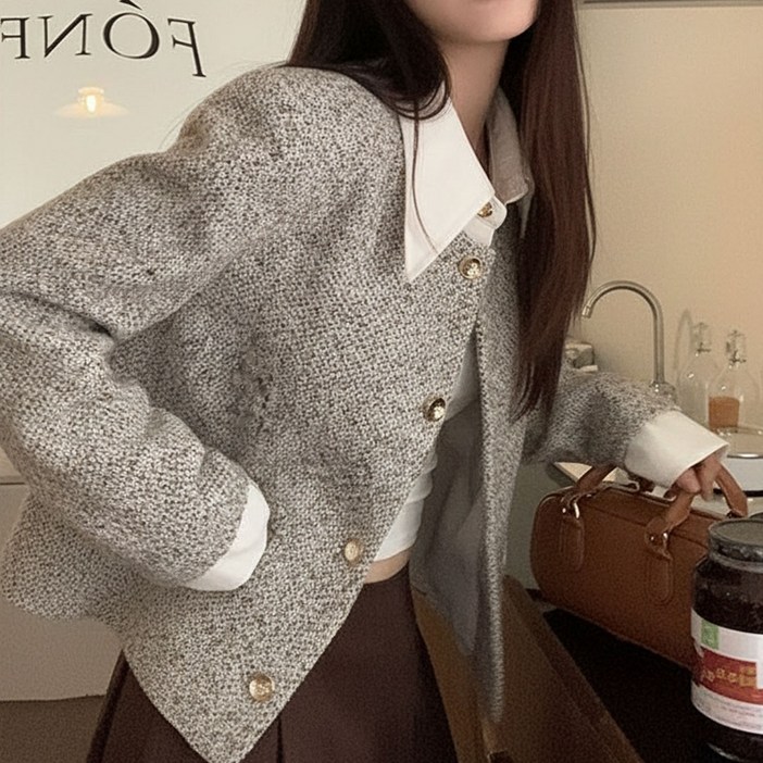 [Relra 렐라] 하객룩 추천 트위드 숏 카라넥 자켓 M/L SIZE