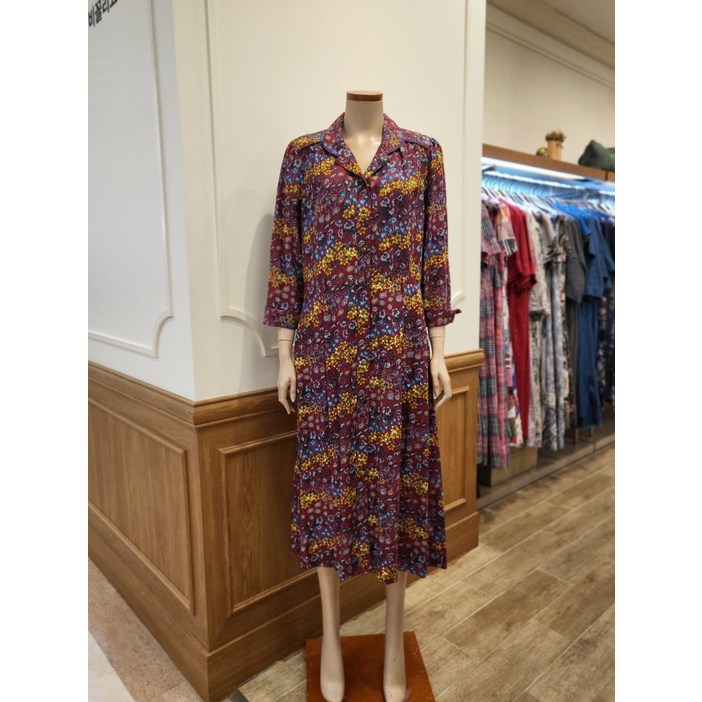 [AK플라자] [비꼴리끄] 플로럴 스포츠 카라 칠부 원피스 B232WO6040755