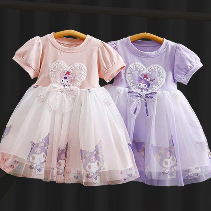 국내당일발송2025년 신상 산리오 캐릭터 원피스 쿠로미 원피스 면 반팔원피스 드레스 일상복