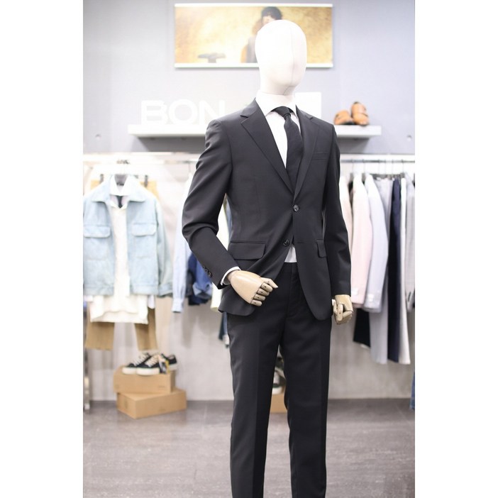 BON 정장 BNEMJ058BK 블랙 솔리드 울스판 수트