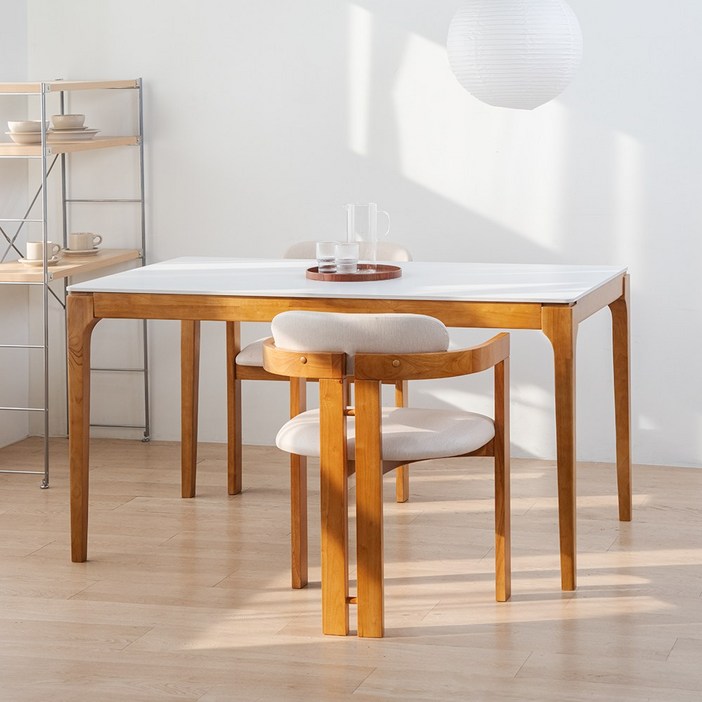 오브 1400 고무나무 원목 4인용 포세린 세라믹식탁