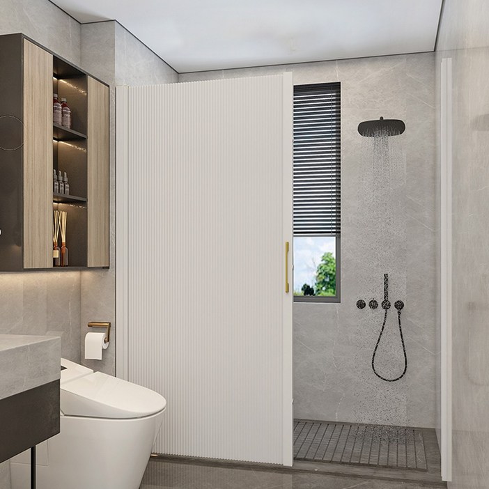 무타공 욕조파티션 방수 욕실 샤워부스 폴딩 파티션 샤워실 슬라이드 칸막이 물막이 건식 화장실