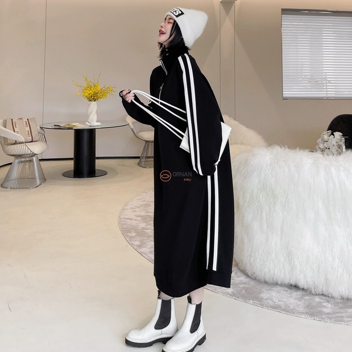 오르난 여성 반집업 심플 맨투맨 원피스 R7047