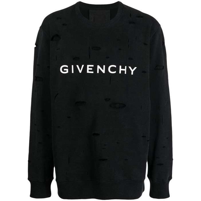 지방시 로고 프린트 디스트레스드 스웨트셔츠