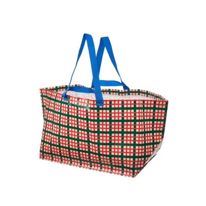 이케아 빈테르핀트 체크패턴 크리스마스 타포린백 선물가방