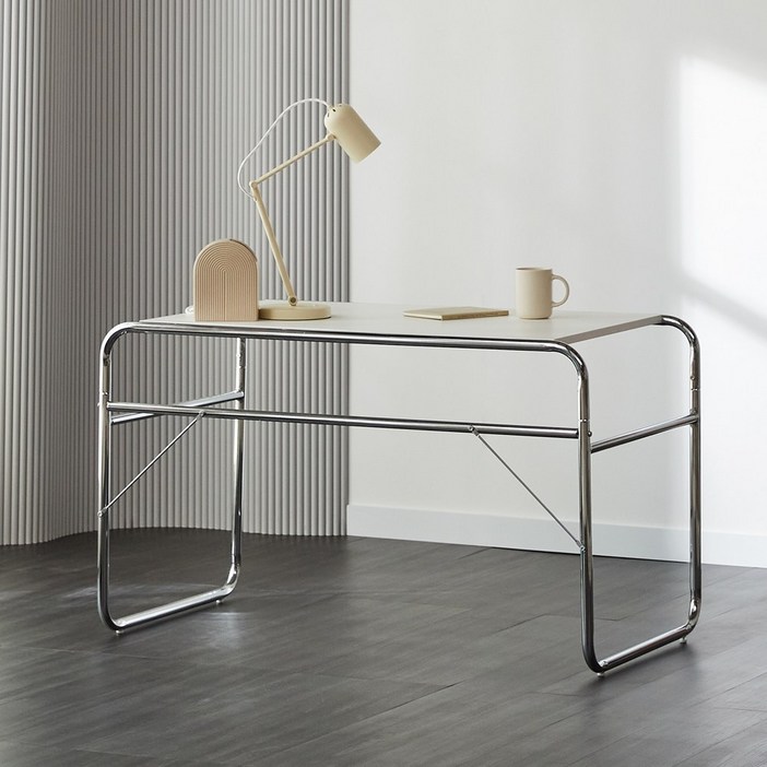 디노테이블 컴퓨터책상 크롬 커피테이블 1인용 일자형 책상 미드센추리 모던스타일 사무용 책상