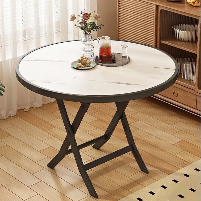 가정용 다기능 식탁 원형 접이식 테이블 패션 심플 대리석 무늬 우드 식탁