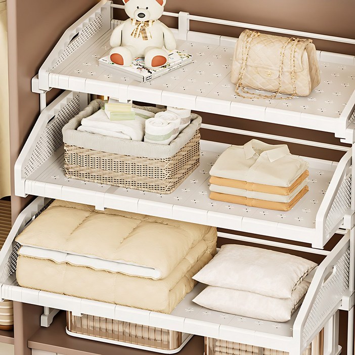 홈비 적층형 슬라이딩 옷장 수납 옷정리 트레이 선반, 1개, 화이트낮은 특대형