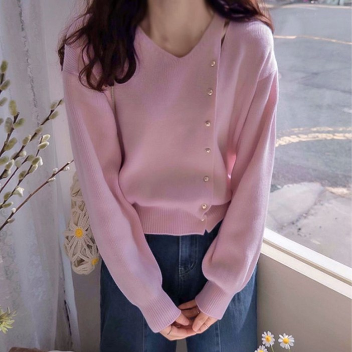 리린 LABEL 데미안즈 골드버튼 부드런 쫀쫀니트 러블리 니트 2896503