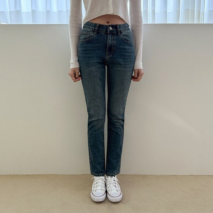 리앤 밴딩 일자 데님 팬츠 빅사이즈 청바지 2color