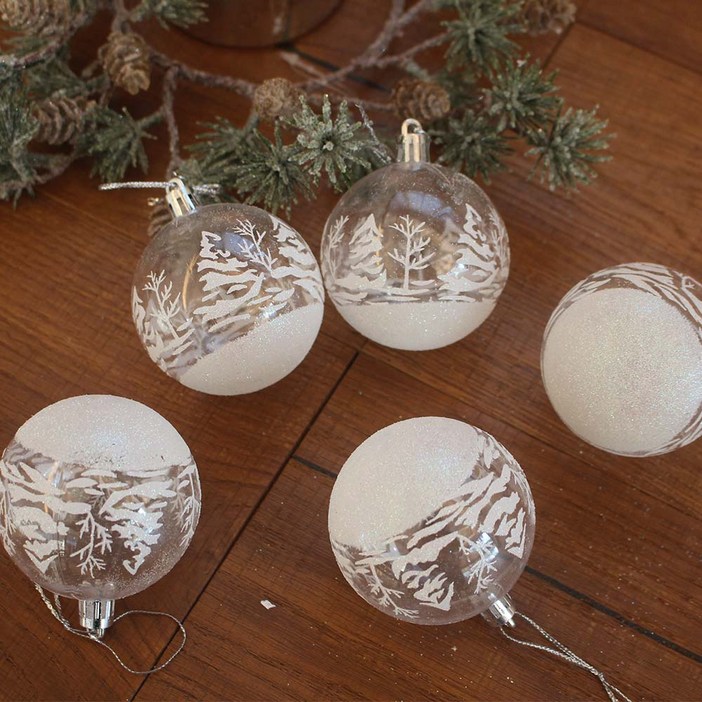 해피인어스 윈터 스케치 오너먼트 6p, 1세트, 화이트