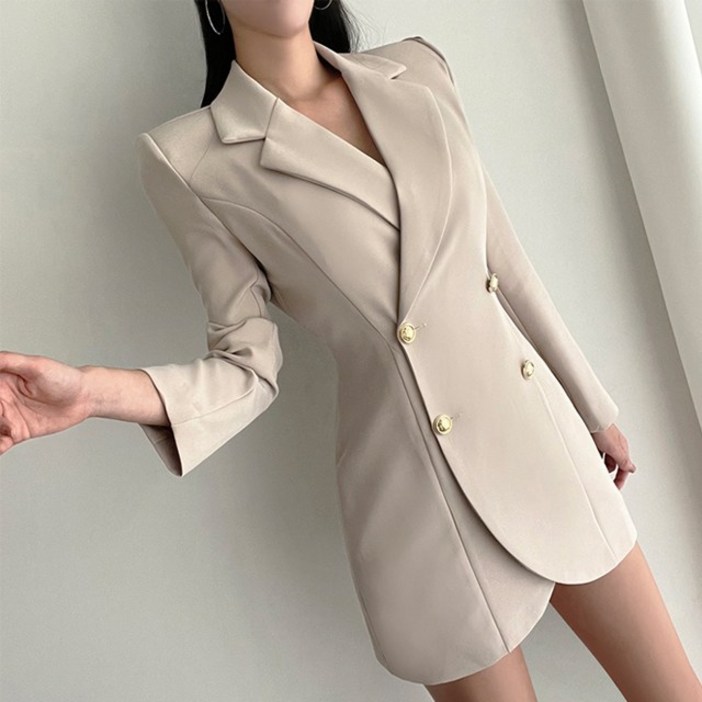 라핏 어썸 더블버튼 자켓 원피스 베이지,블랙 라핏 어썸 더블버튼 자켓 원피스 베이지,블랙