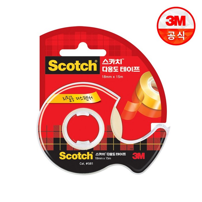 쓰리엠 다용도 테이프 디스펜서 18mm x 15m 581, 3개