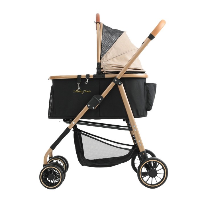 MILALOUIS 2025최신 강아지 유모차 애견유모차 원터치 퀵폴딩 강아지유모차 분리형 프리미엄 소중형견 접이식 개모차, 골드, 1개