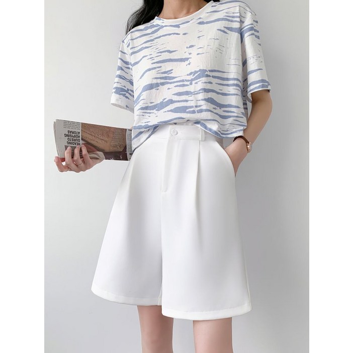 코디 여자 슬랙스 캐주얼 화이트 빅사이즈 여성 여성의류 정장 팬츠 정장반바지