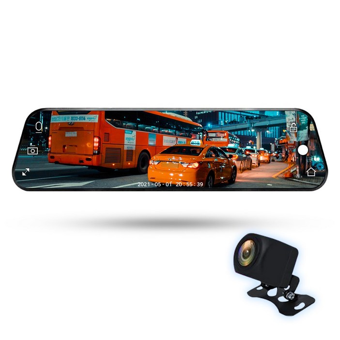 스마트 룸미러 30.48cm 전후방 2채널 블랙박스 풀세트 T5