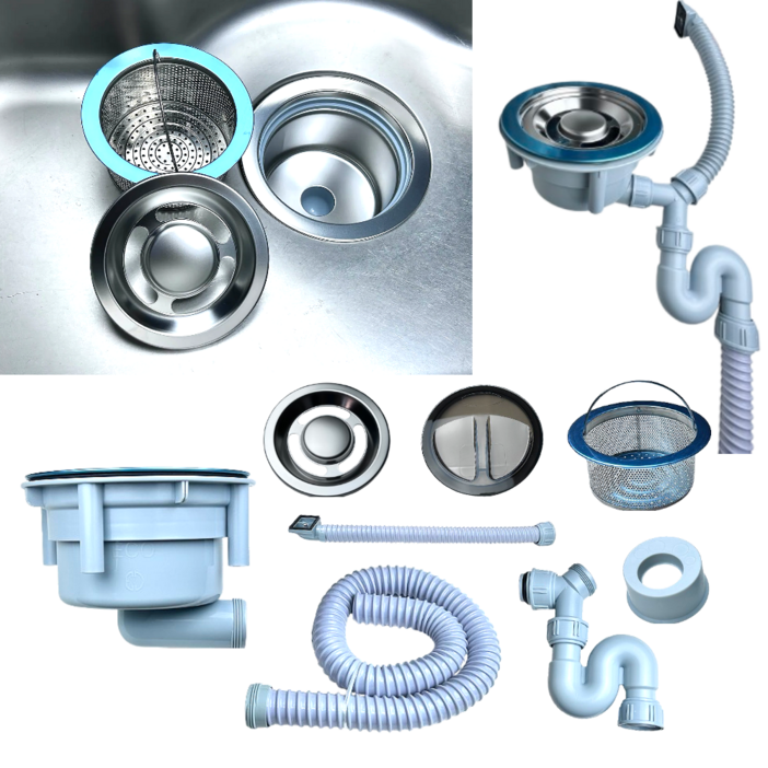 싱크나라 엔지클린 스텐 싱크대 대형 배수구 세트 교체 악취차단 배수통 교체, 1개