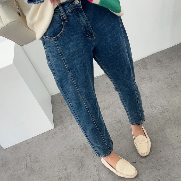 에브리룩 히든 라인 스판 굿 뒷밴딩 진청 데님 청바지M2XL