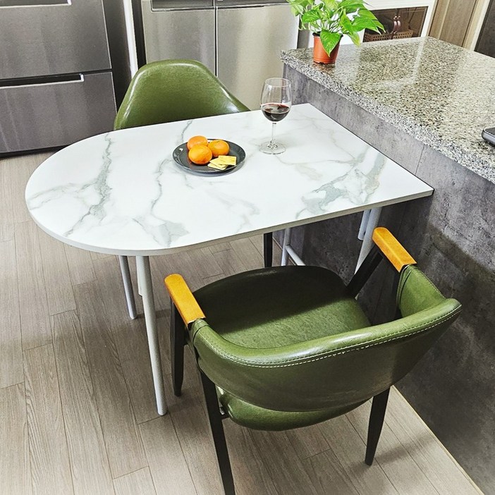 디자인블레스 1인 2인용 식탁 900×600 반타원 홈바 원룸 테이블, 2인용, 마블