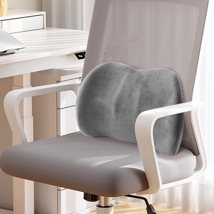 Jeernare 사무실 의자 등받이 쿠션 바른자세 의자 허리쿠션 메모리폼 의자 허리받침대 요추지지, 그레이