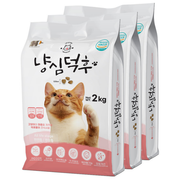 냥심덕후 고단백 고양이 사료 2kg 세트, 2kg, 3개, 닭