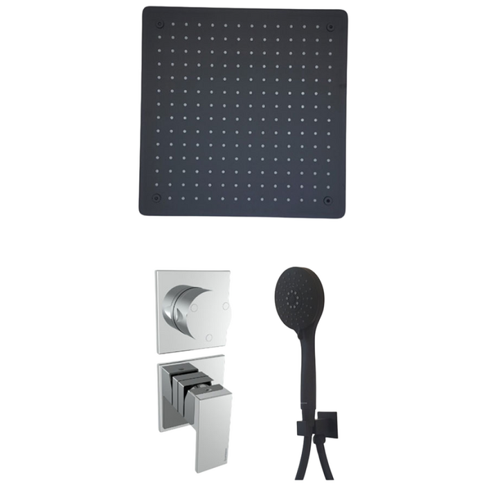 트리미 매립 해바라기수전 Q30 4BC2NN SET C 매트블랙 레인샤워기, 1개