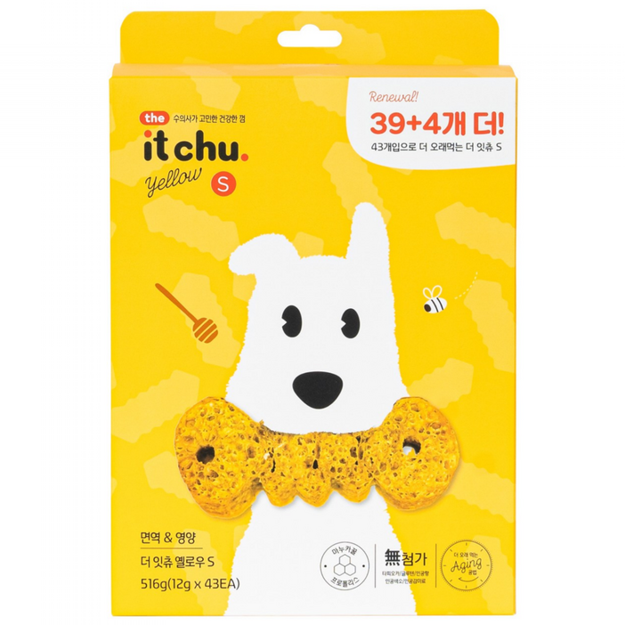 잇츄 강아지 더 잇츄 옐로우 S 덴탈껌, 혼합맛(밀웜/마누카꿀), 516g, 1개