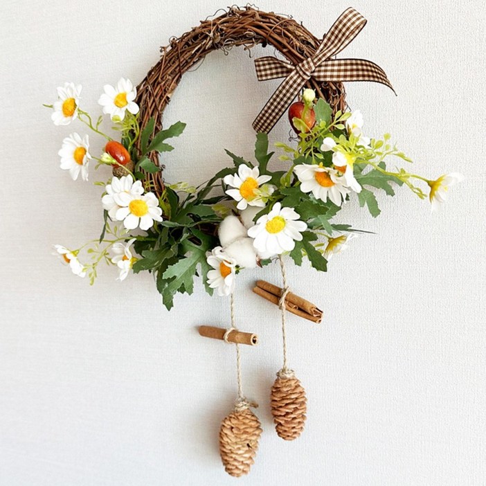 데이지 솔방울 모빌리스  미술활동 만들기수업 만들기키트 만들기세트 돌봄교실 가을만들기 DIY 리스만들기