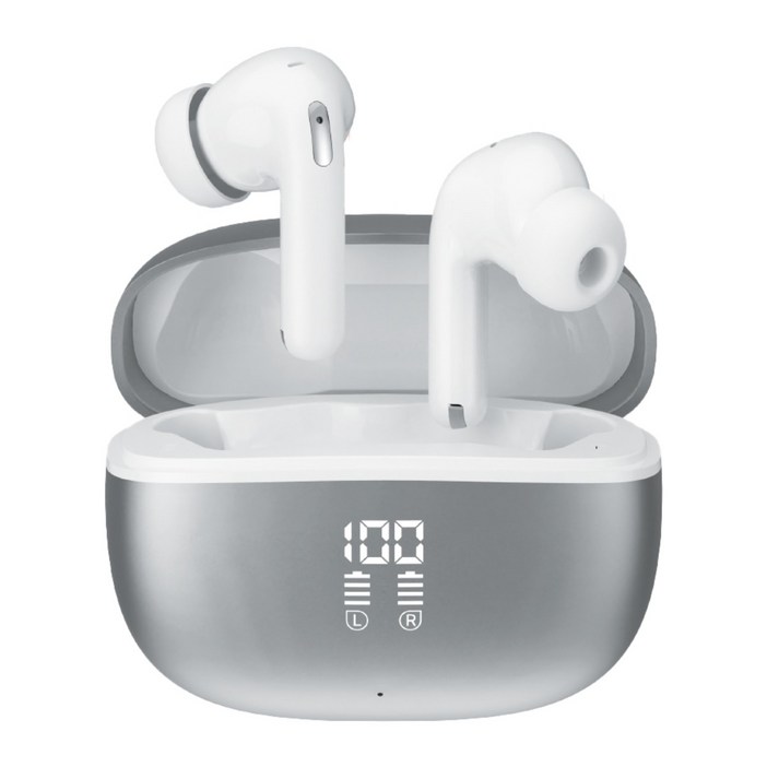 아이리버 ANC ENC 듀얼 노이즈캔슬링 무선 블루투스 6.0 커널형 이어폰 오토 페어링 C타입 충전 LED 디스플레이, 그레이, IBTX3